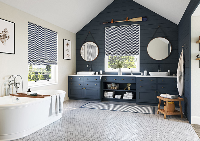 Chevron Stripe, Navy - Twist&Fit Roman Blind - Image 6